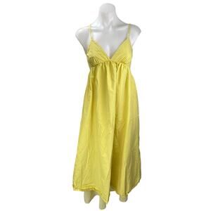Commense Yellow Sleeveless Cami Camisole V-neck Midi A-Line Tank Dress Size S
